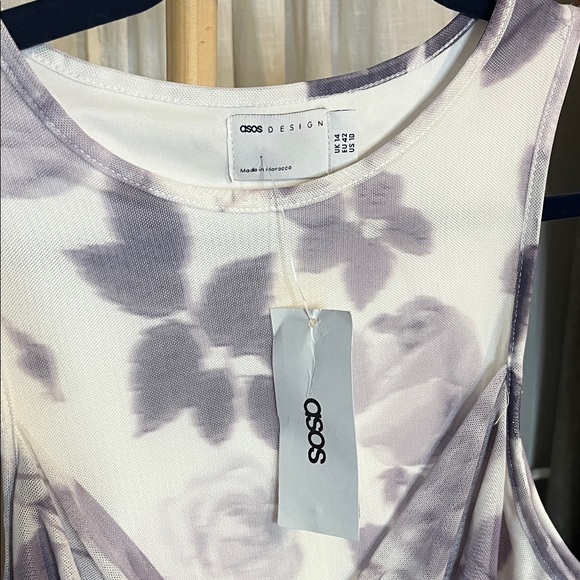 Asos Purple Floral Mini Dress, Size 10 - Picture 3 of 5